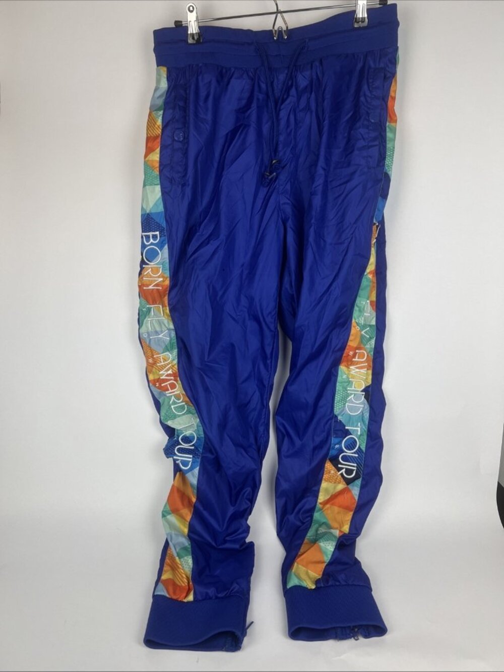 Born Fly Track Pants Award Tour Any Town Zip Ankle Drawstring White Mesh Large